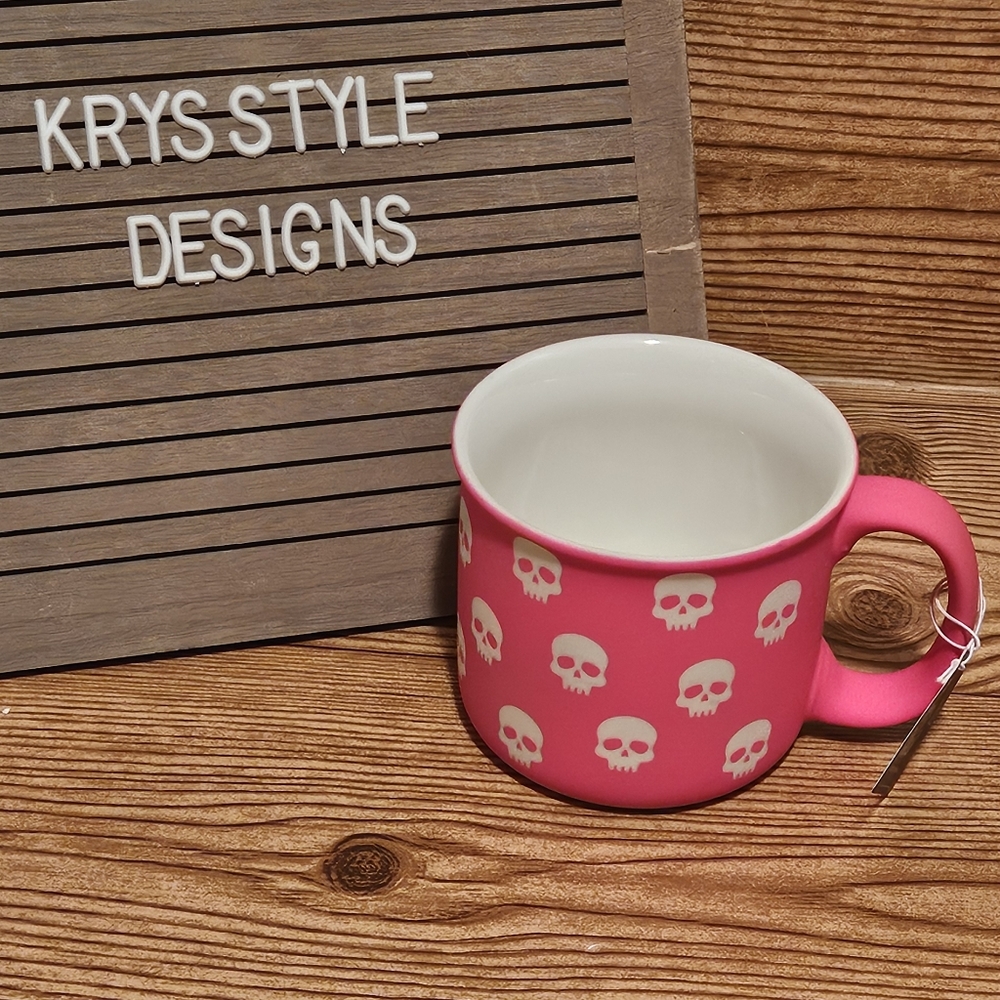 Hot Pink HALLOWEEN Skull Mug 16 oz Soft Touch